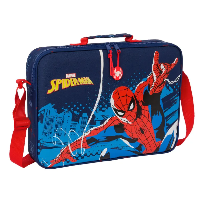 Koulusalkku Spider-Man Neon Laivastonsininen 38 x 28 x 6 cm